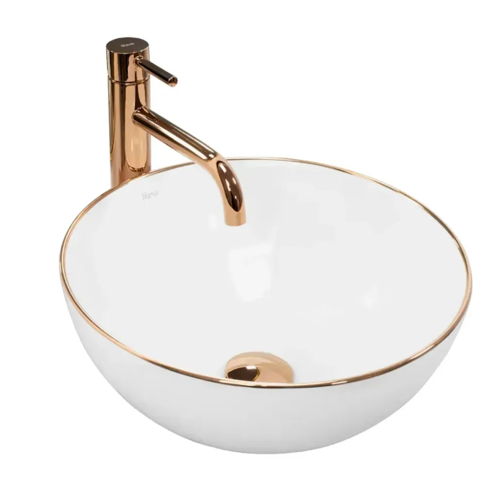 Раковина накладна Rea Stella Rose Gold Edge білий (REA-U7444)- Фото 1
