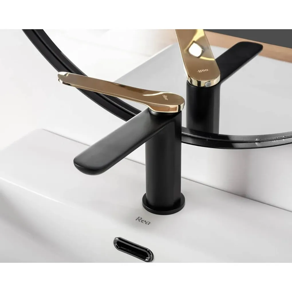 Смеситель для раковины Rea Creek Black Gold REA-B8503- Фото 2