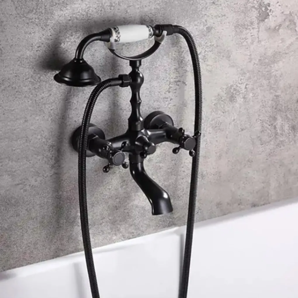 Смеситель для ванны Rea Rustico Old с ручным душем, черный (REA-B0701)- Фото 3