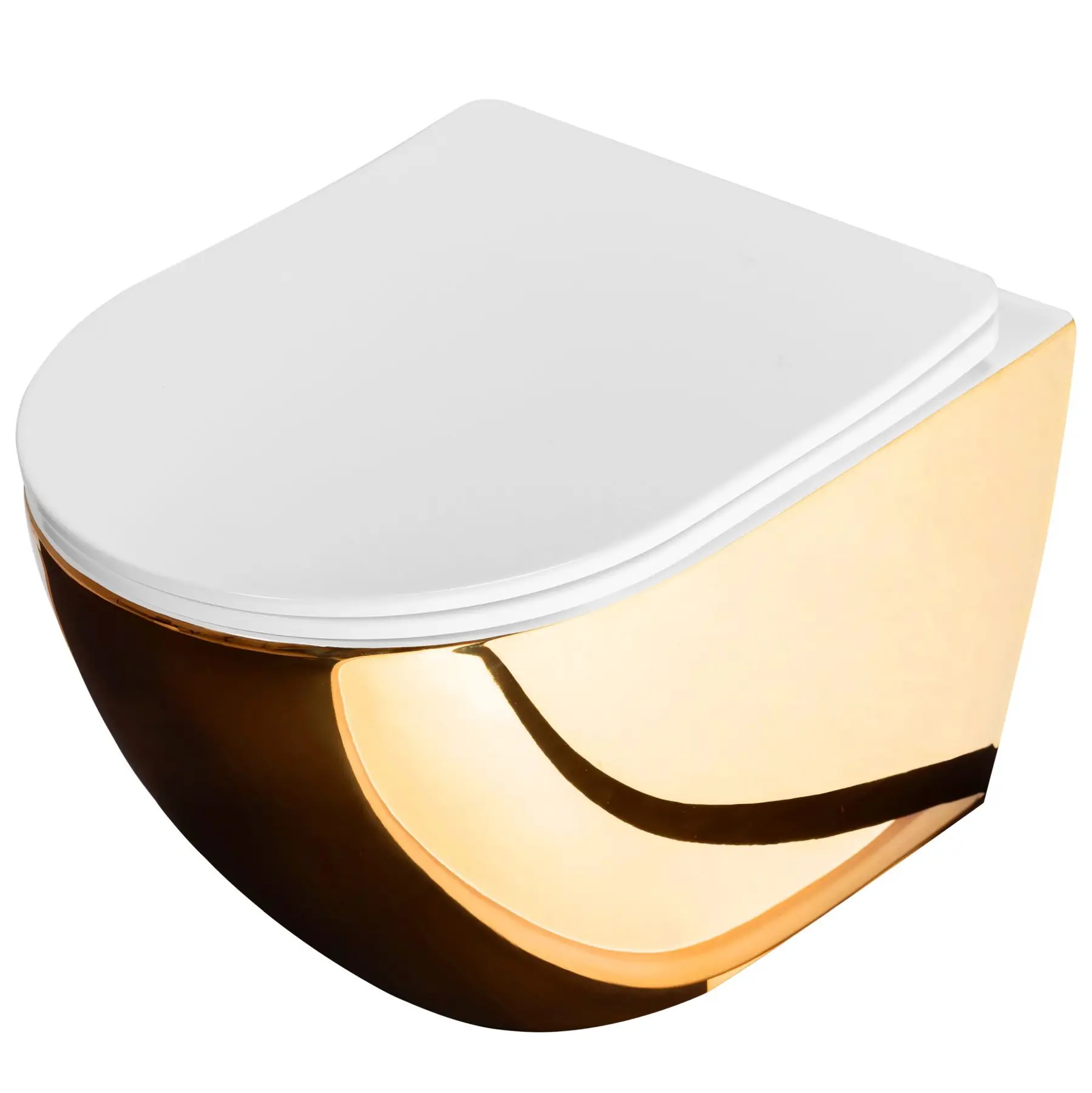 Унітаз підвісний Rea Carlo Fat Mini безобідковий з мікроліфтом золото- Фото 3