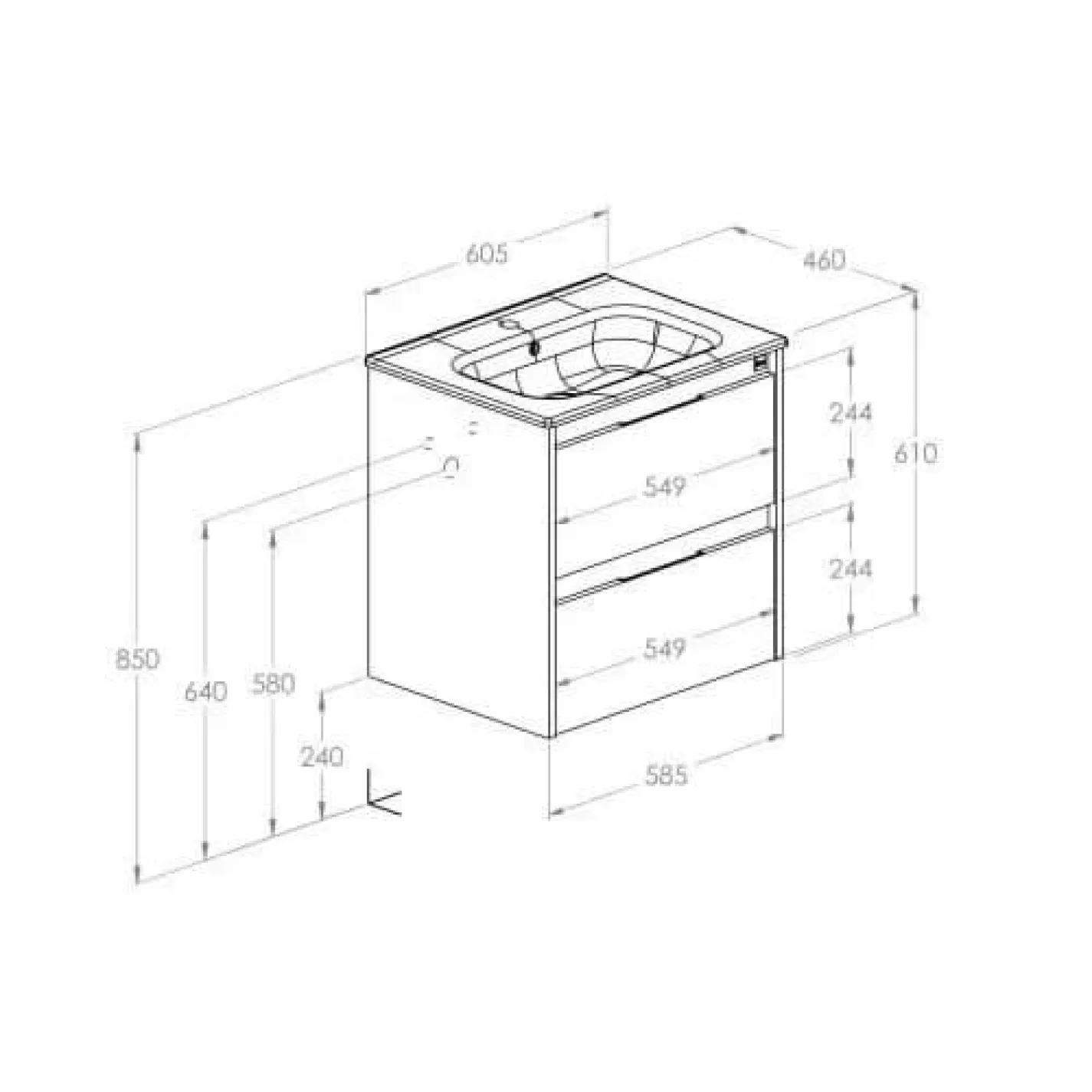 Шафа з раковиною Roca Alpine Unik 600 A852012532  - Фото 1