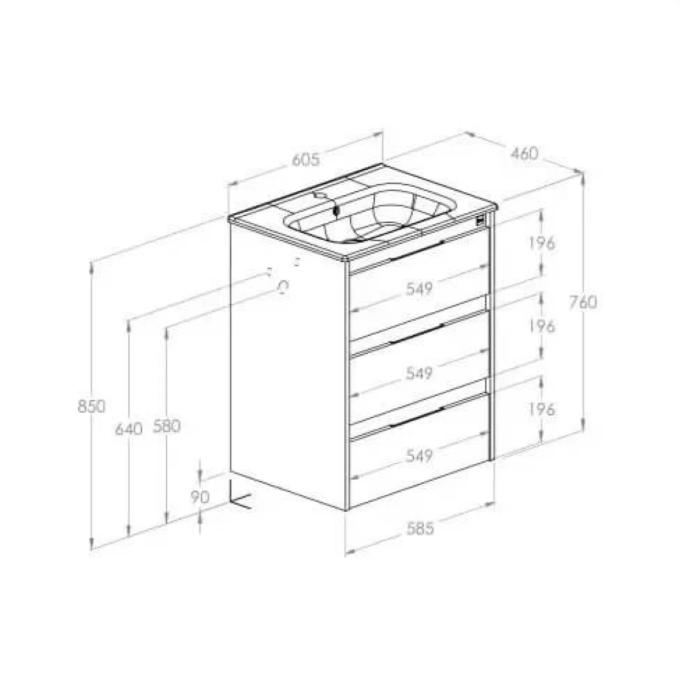 Шафа з раковиною Roca Alpine Unik 600 A852015532  - Фото 1
