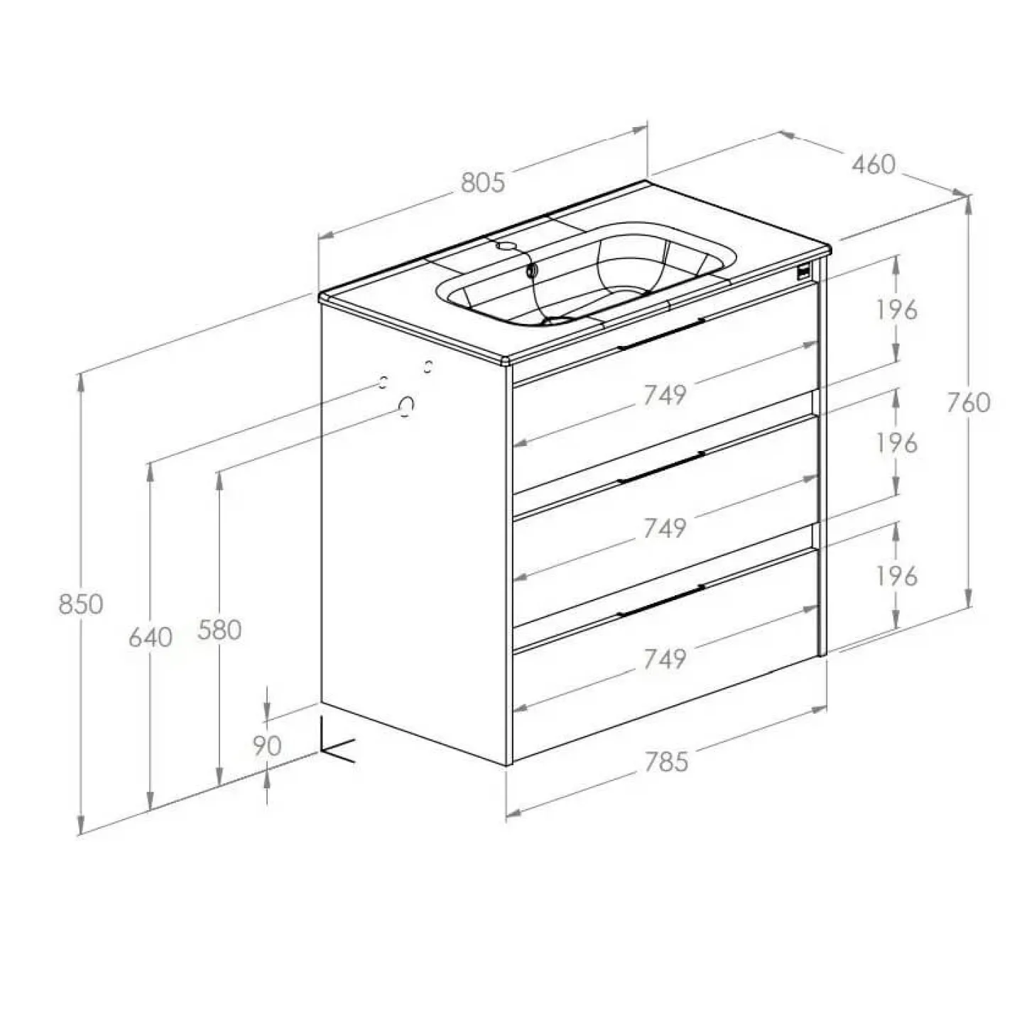 Шафа з раковиною Roca Alpine Unik 800 A852017606  - Фото 1