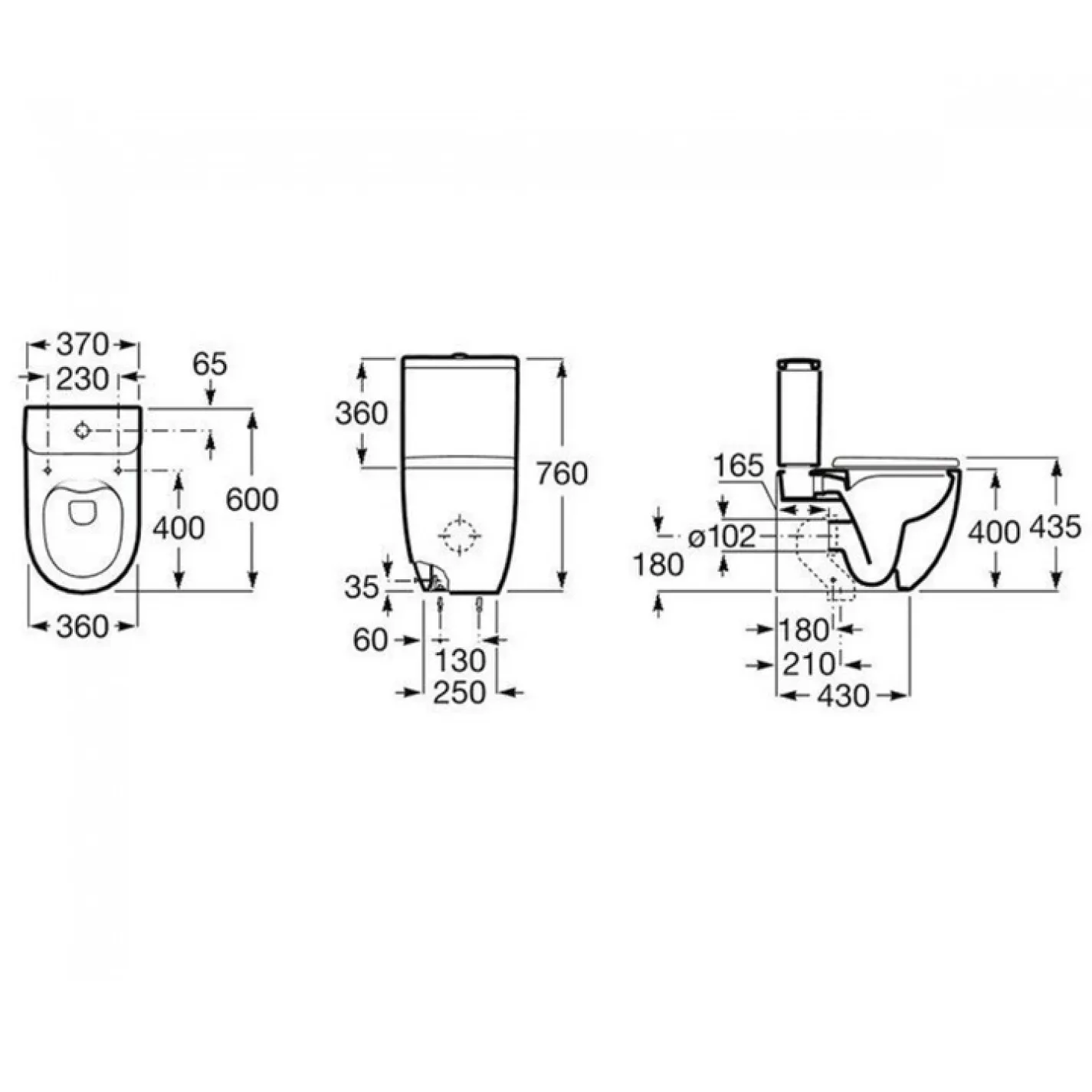 Унитаз-компакт Roca Meridian Rimless с сиденьем Slow Closing (A34224L000+A341240000+A8012AC00B) - Фото 1