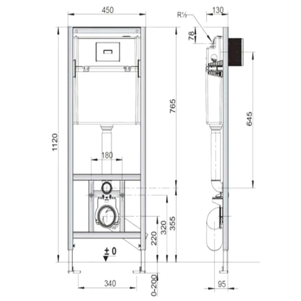 Инсталляция для унитаза Roca Duplo Nova с овальной кнопкой Duplo Nova Black matt (A89P520020)- Фото 4