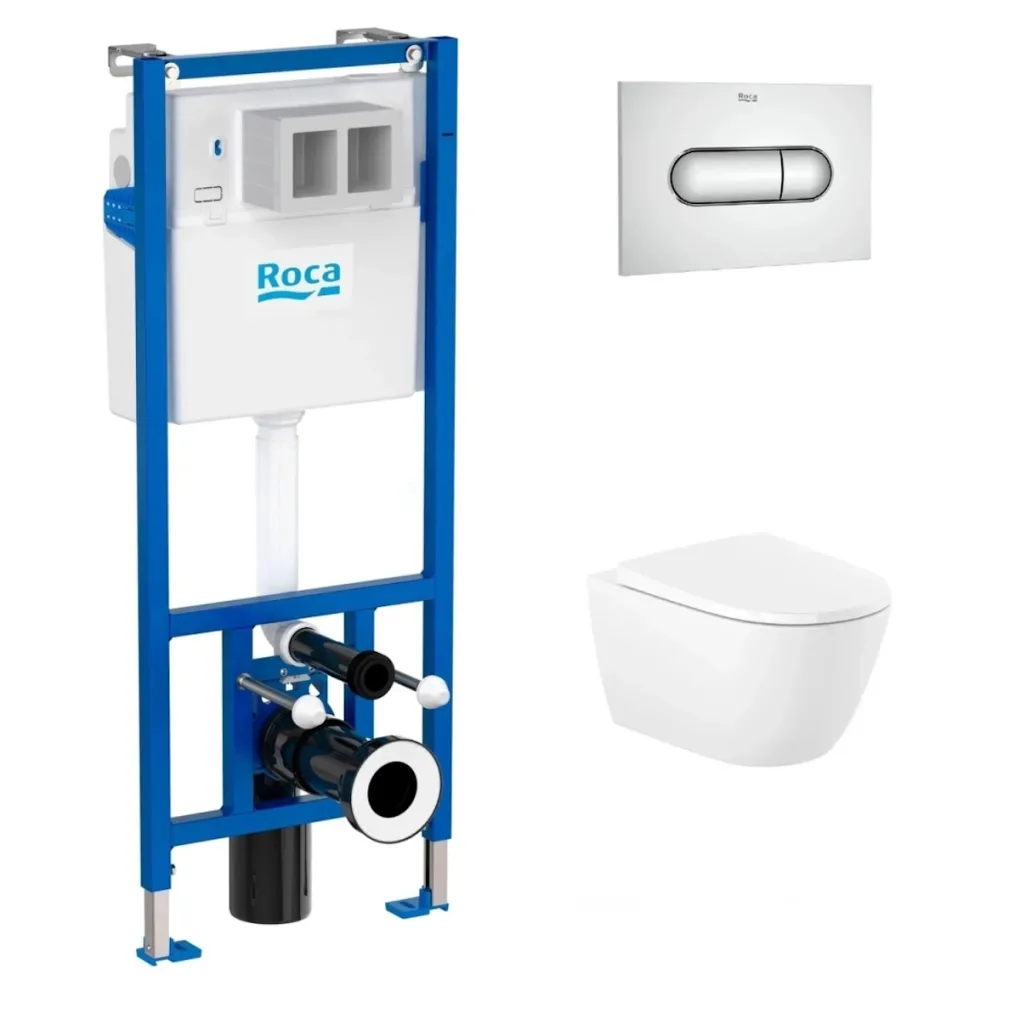Комплект инсталляции Roca Duplo Nova WC с унитазом и кнопкой Duplo Nova Chrome (A89P420020+A34H688000)- Фото 1