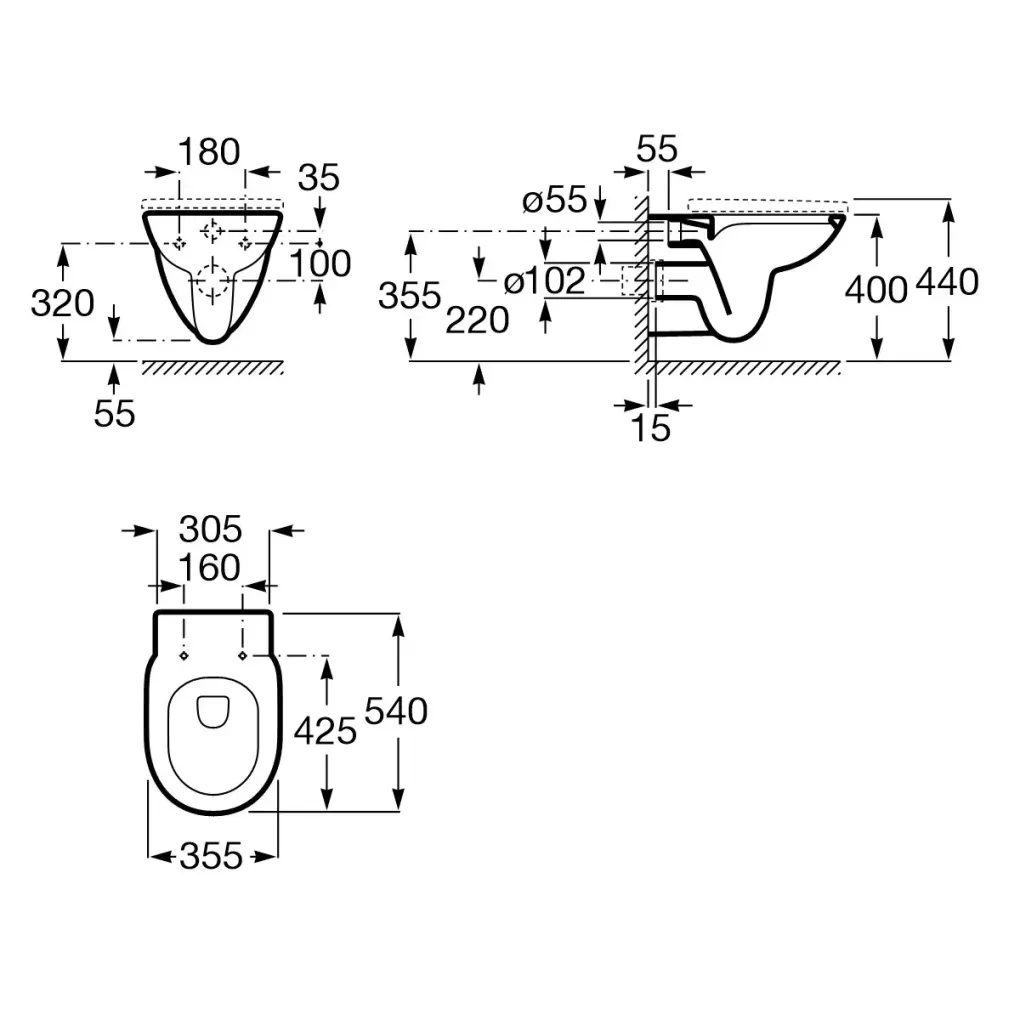 Підвісний унітаз Roca Debba Round Rimless з сидінням (A34H992000)- Фото 2