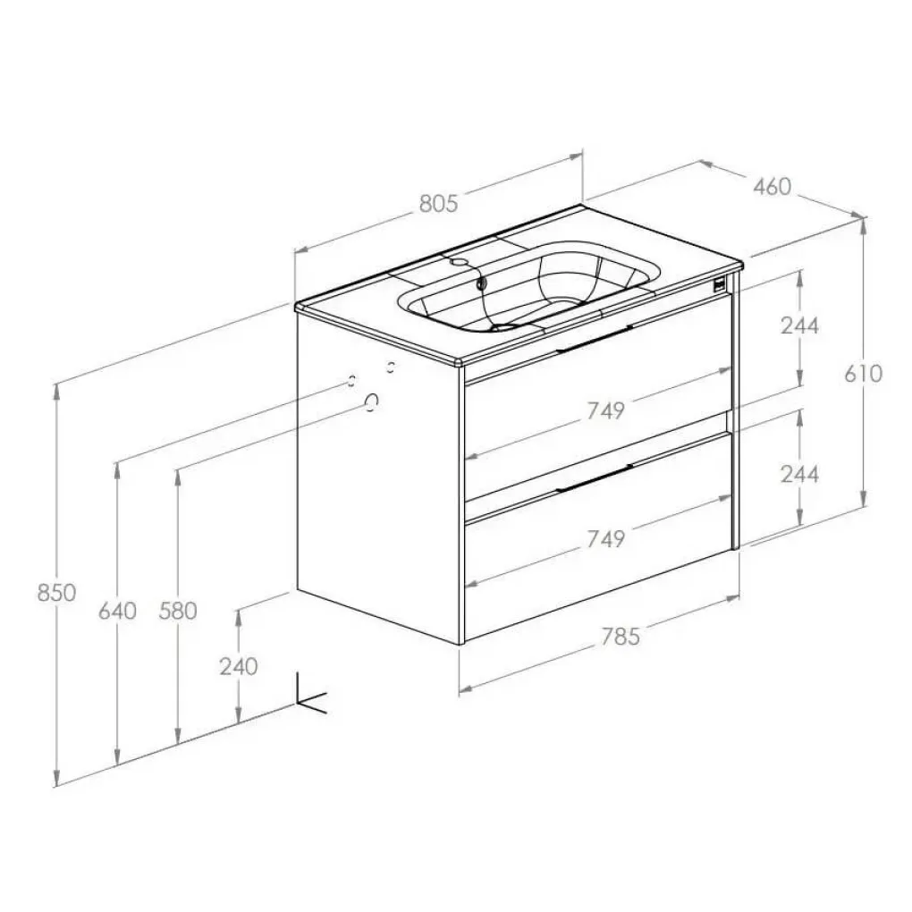 Шафа з раковиною Roca Alpine Unik 800 A852014464 - Фото 4