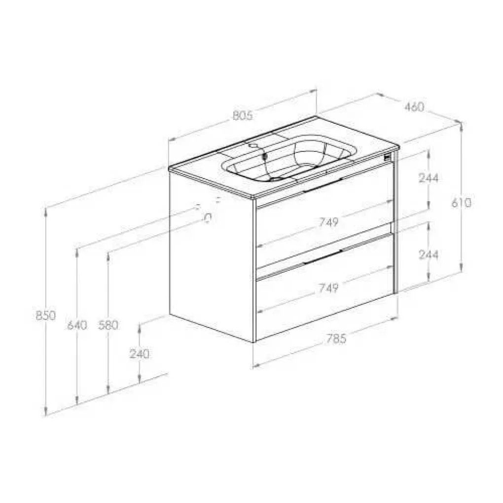 Шафа з раковиною Roca Alpine Unik 800 Black matt A852014532- Фото 2