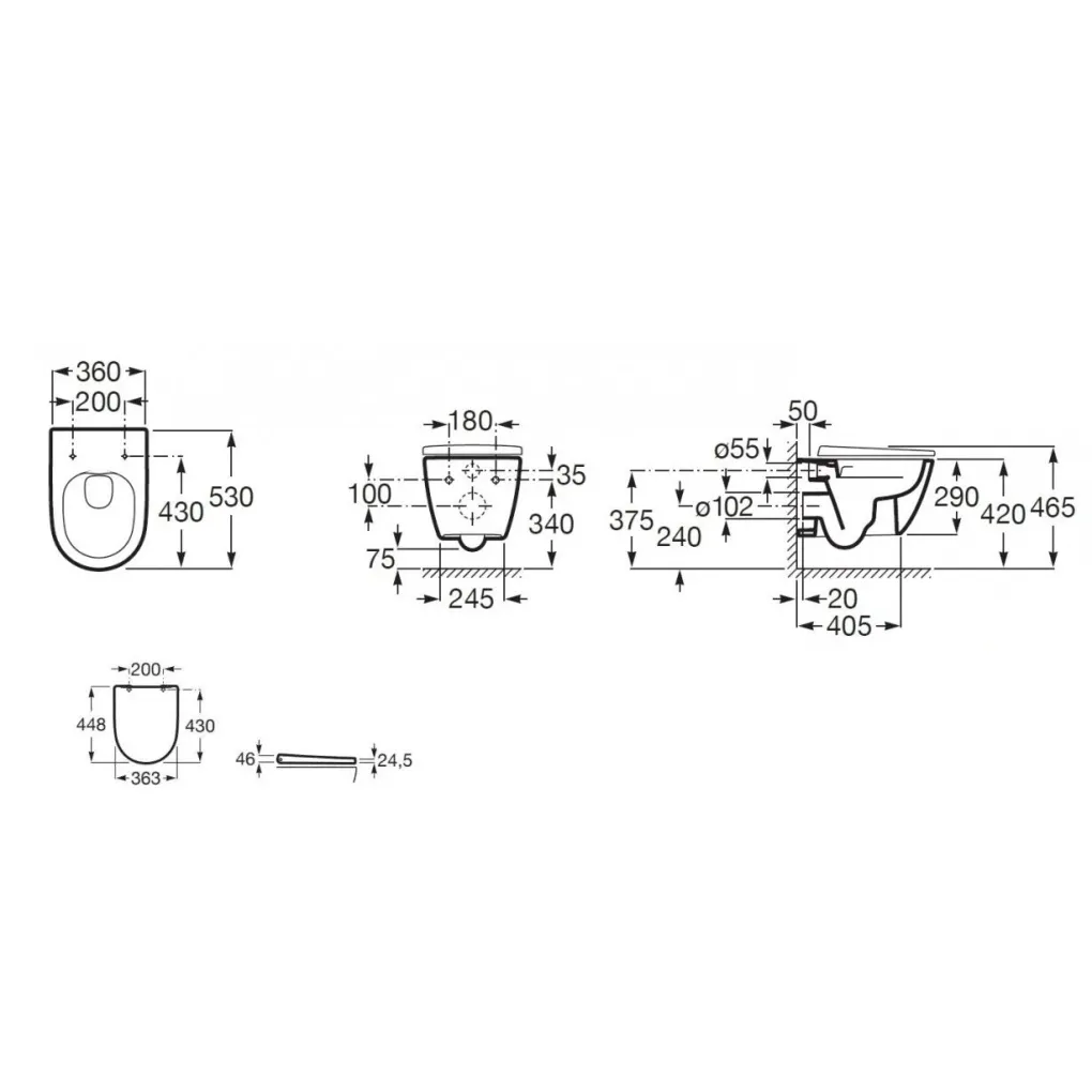 Унитаз подвесной Roca Ona Vortex с крышкой soft-close (A34668C000+A801E12002)- Фото 4