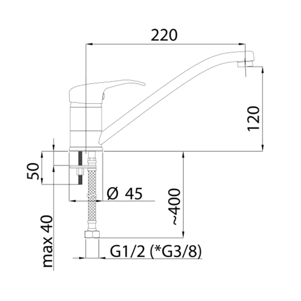 Змішувач для умивальника Rubineta Promo-20 220 мм, хром (PR2002)- Фото 2