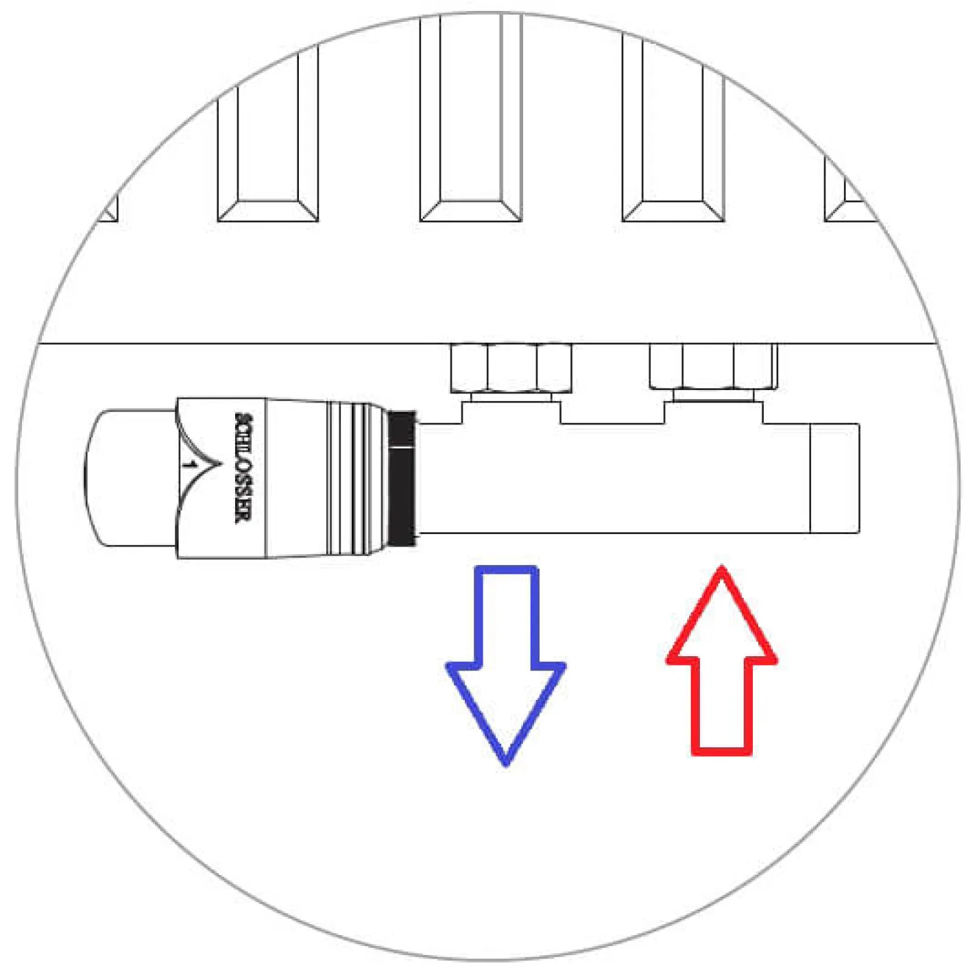 Комплект термостатический угловой Schlosser Duo-Plex 3/4 x M30x1.5 белый левый (602100003) - Фото 1