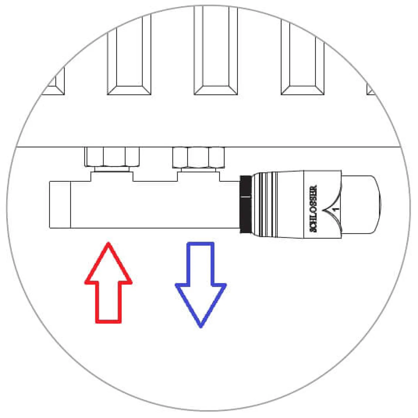 Комплект термостатичний кутовий Schlosser Duo-Plex 3/4 x M30x1.5 білий правий (602100001) - Фото 1