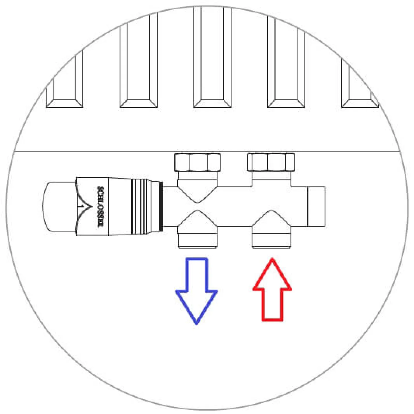 Комплект термостатический угловой Schlosser Duo-Plex 3/4 x M30x1.5 белый проходной (602100031) - Фото 1
