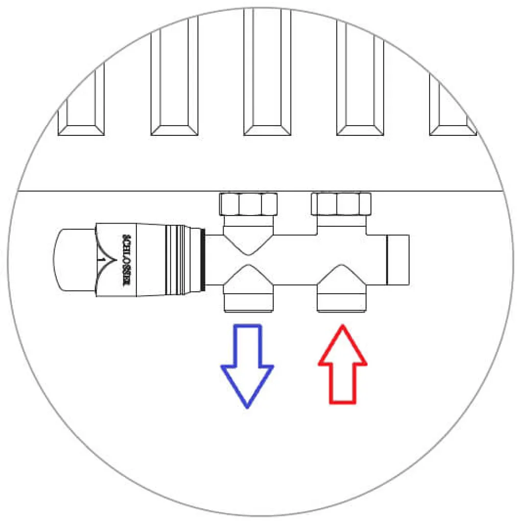 Комплект термостатический угловой Schlosser Duo-Plex 3/4 x M30x1.5 белый проходной (602100031)- Фото 2