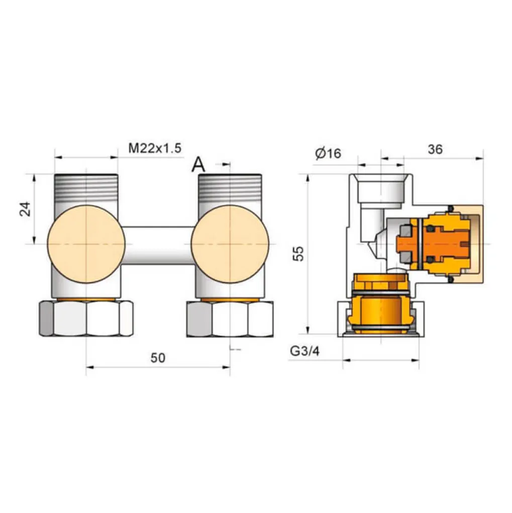 Узел подключения прямой Schlosser GZ 3/4xM 22х1,5 черный (601000018.RAL90051)- Фото 3