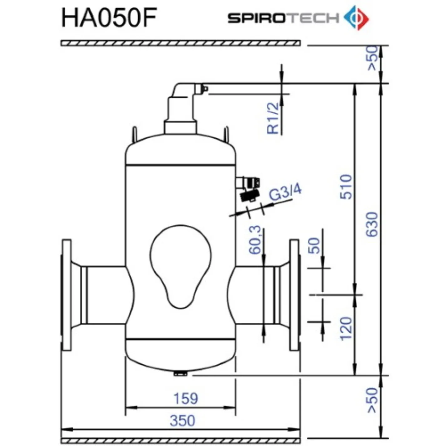 Сепаратор повітря Spirotech Spirovent Air DN65 Hi-F 110C/10bar L (HA065F) - Фото 1