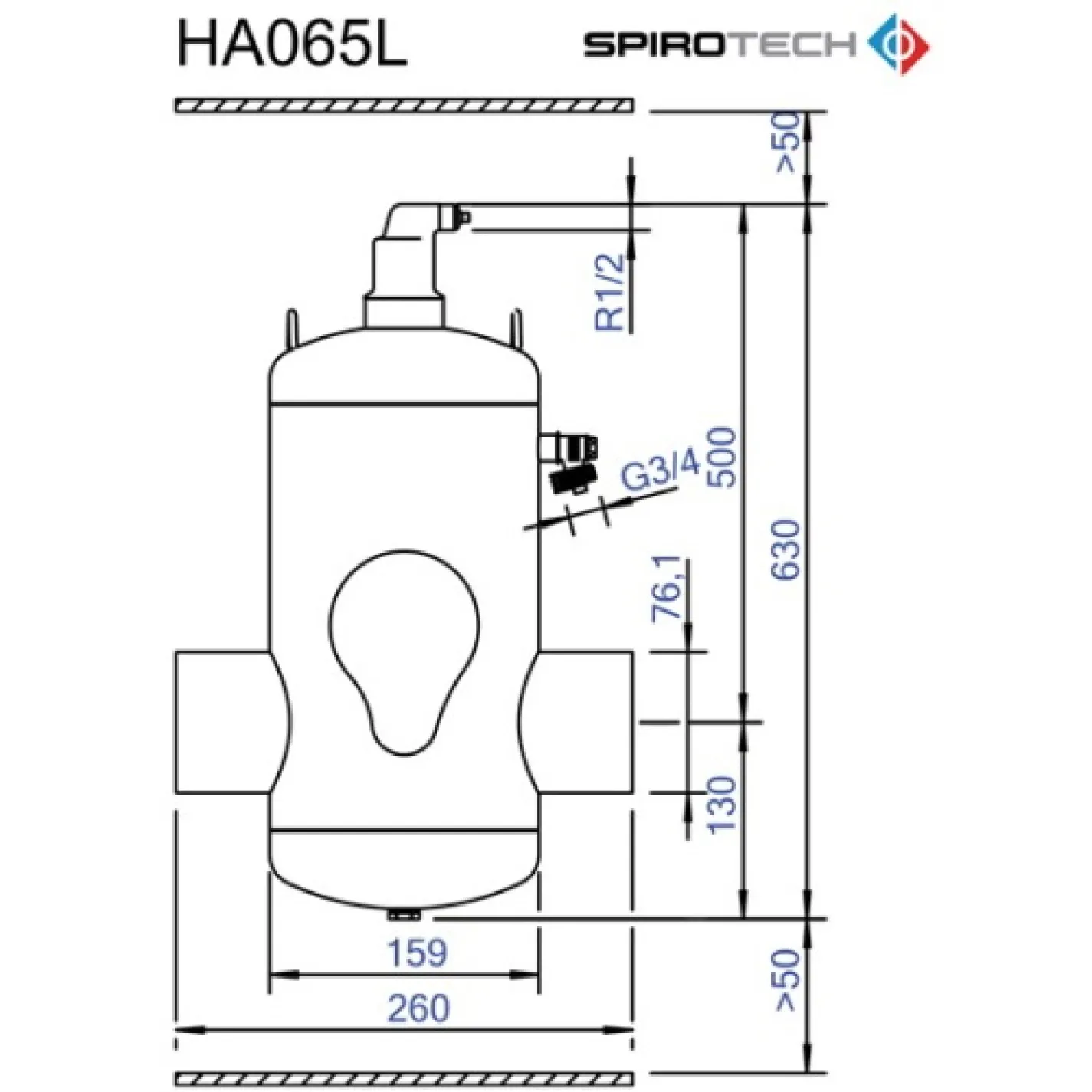 Сепаратор повітря Spirotech Spirovent Air DN65 Hi-F 110C/10bar L (HA065L) - Фото 1