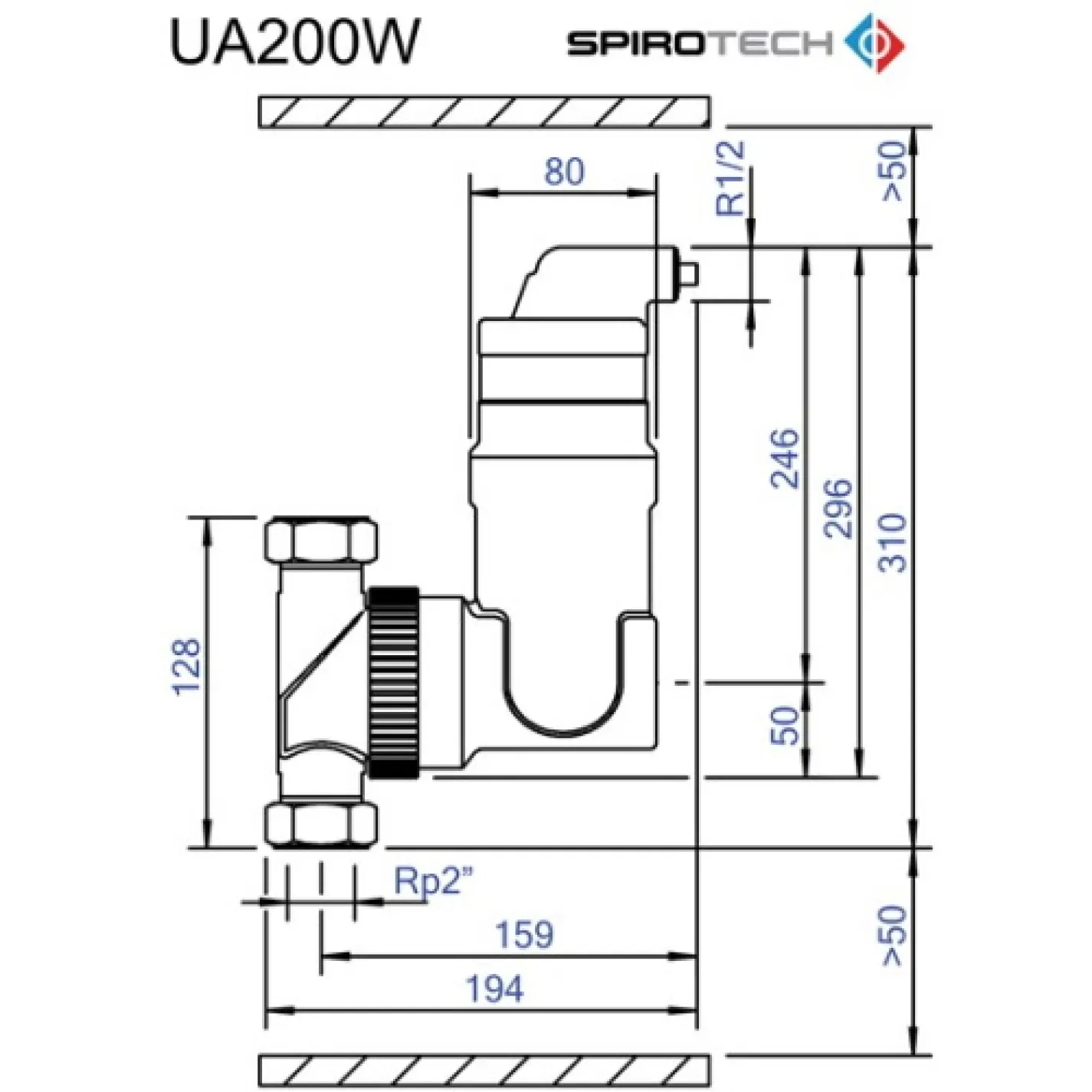 Сепаратор воздуха Spirotech SpiroVent RV2 Universal Deaerator Rp 2 Internal Thread (UA200W) - Фото 1