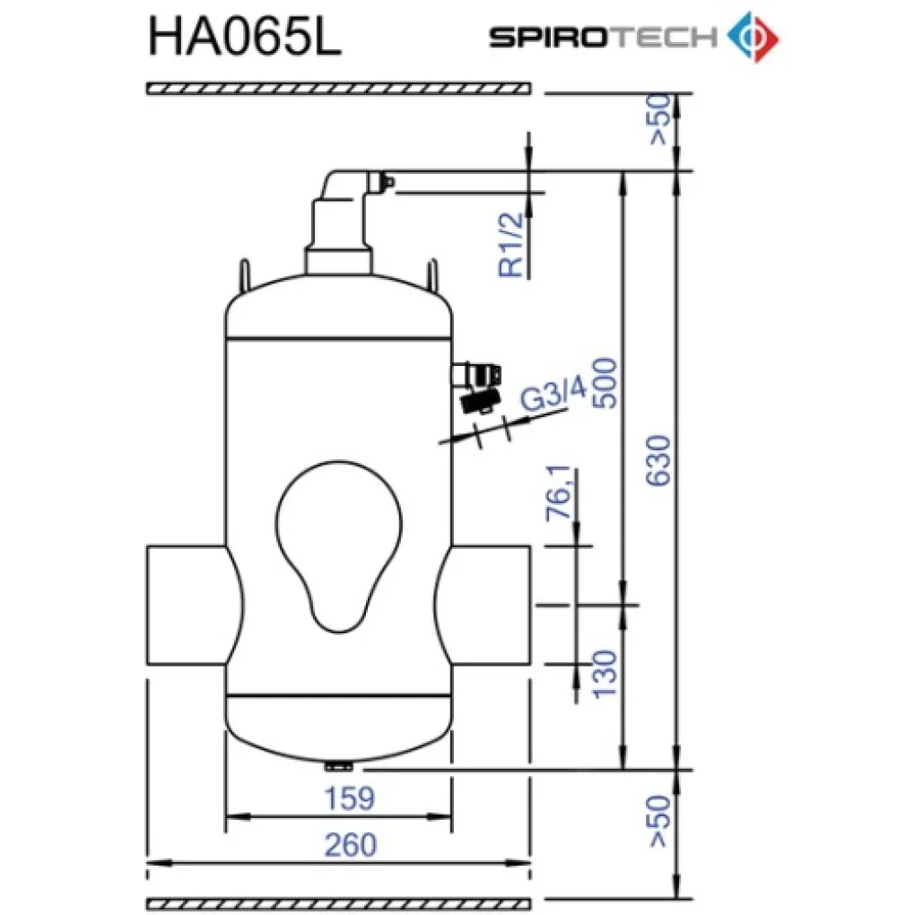 Сепаратор воздуха Spirotech Spirovent Air DN65 Hi-F 110C/10bar L (HA065L)- Фото 2