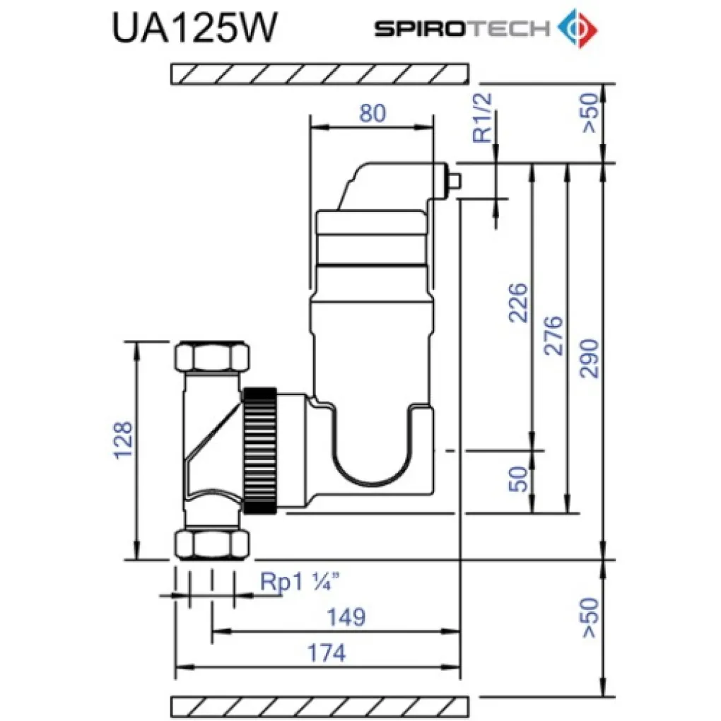 Сепаратор воздуха Spirotech SpiroVent RV2 Universal Deaerator Rp 1 1/4 Internal Thread (UA125W)- Фото 2