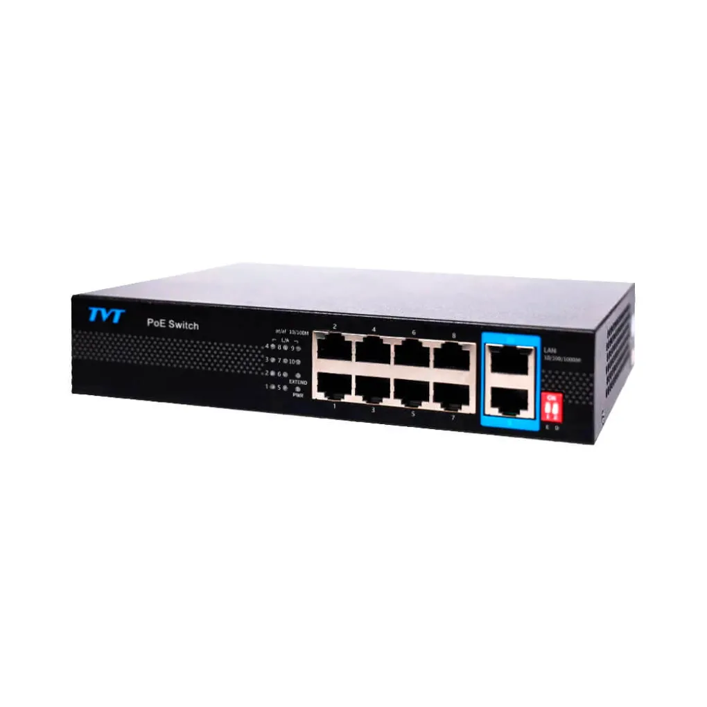 PoE-коммутатор TVT 10-портовый TD-B2208S1-PGU с 8 портами PoE- Фото 2