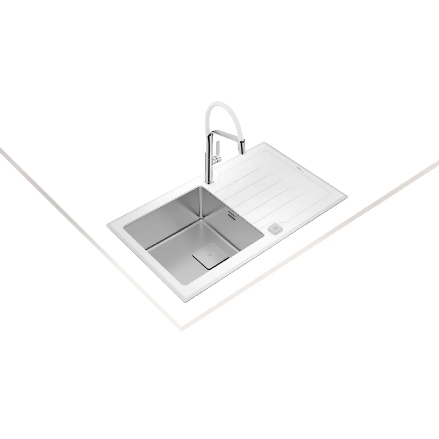 Кухонна мийка Teka DIAMOND 1B 1D 86, білий (115100012) - Фото 3