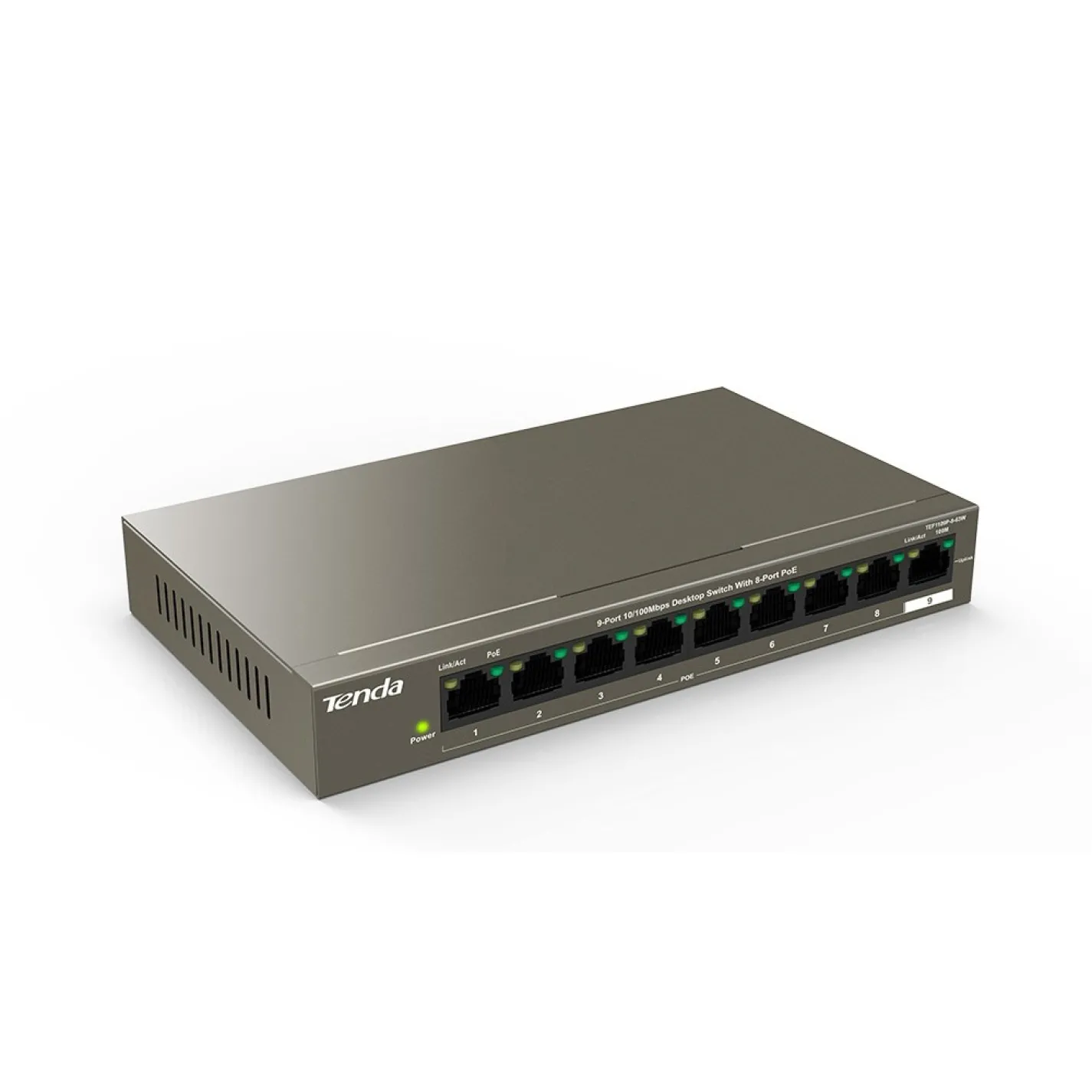 Коммутатор Tenda TEF1109P-8-63W 8xFE PoE, 1xFE Uplink - Фото 1