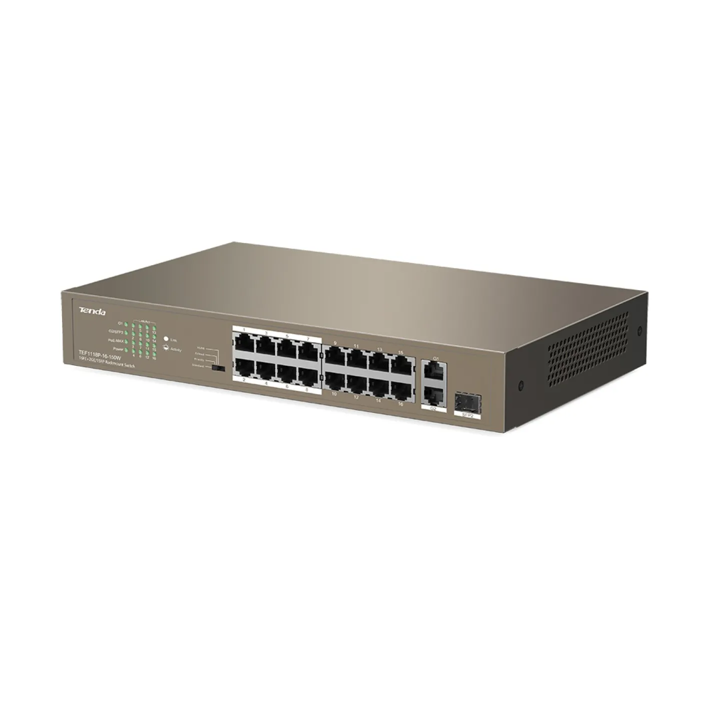 Комутатор Tenda TEF1118P-16-150W 16xFE PoE, 1xGE, 1xSFP - Фото 1
