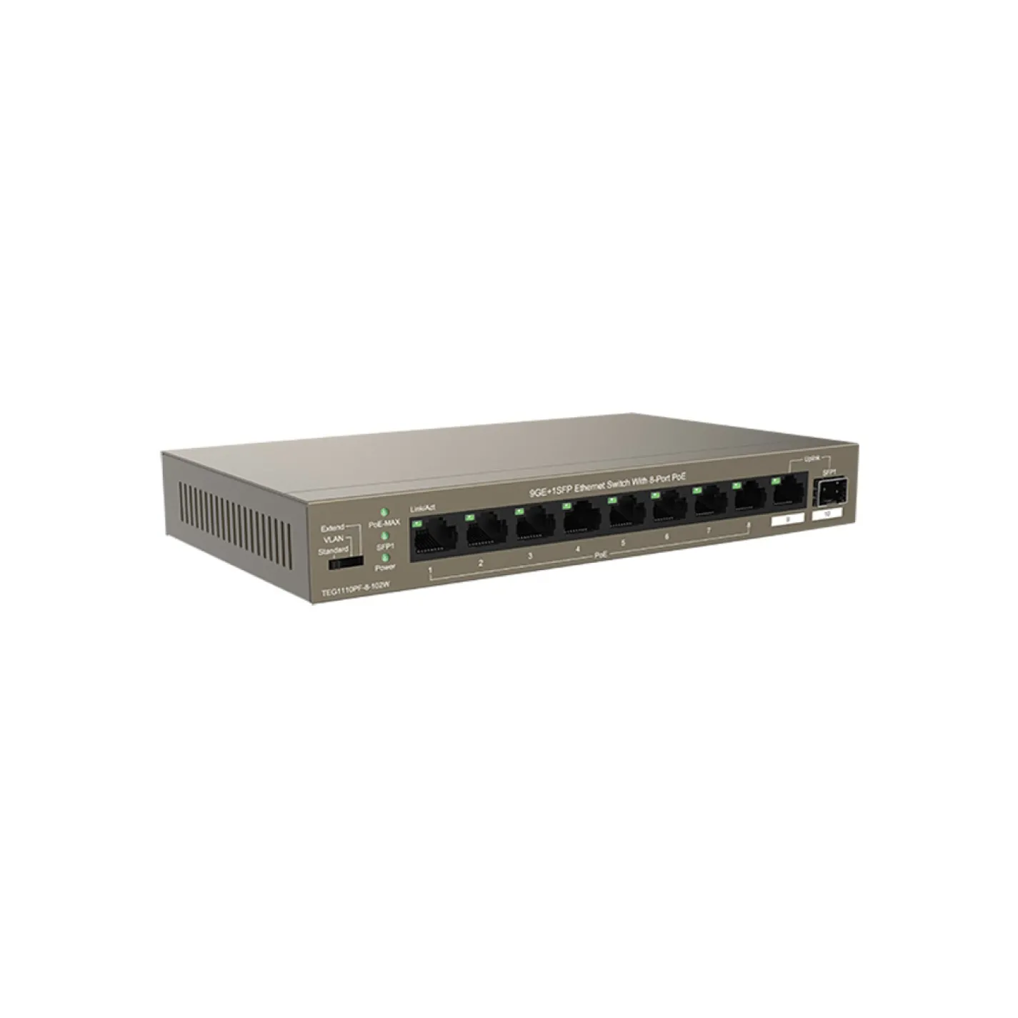 Комутатор Tenda TEG1110PF-8-102W 8xGE PoE, 1xGE, 1xSFP - Фото 3
