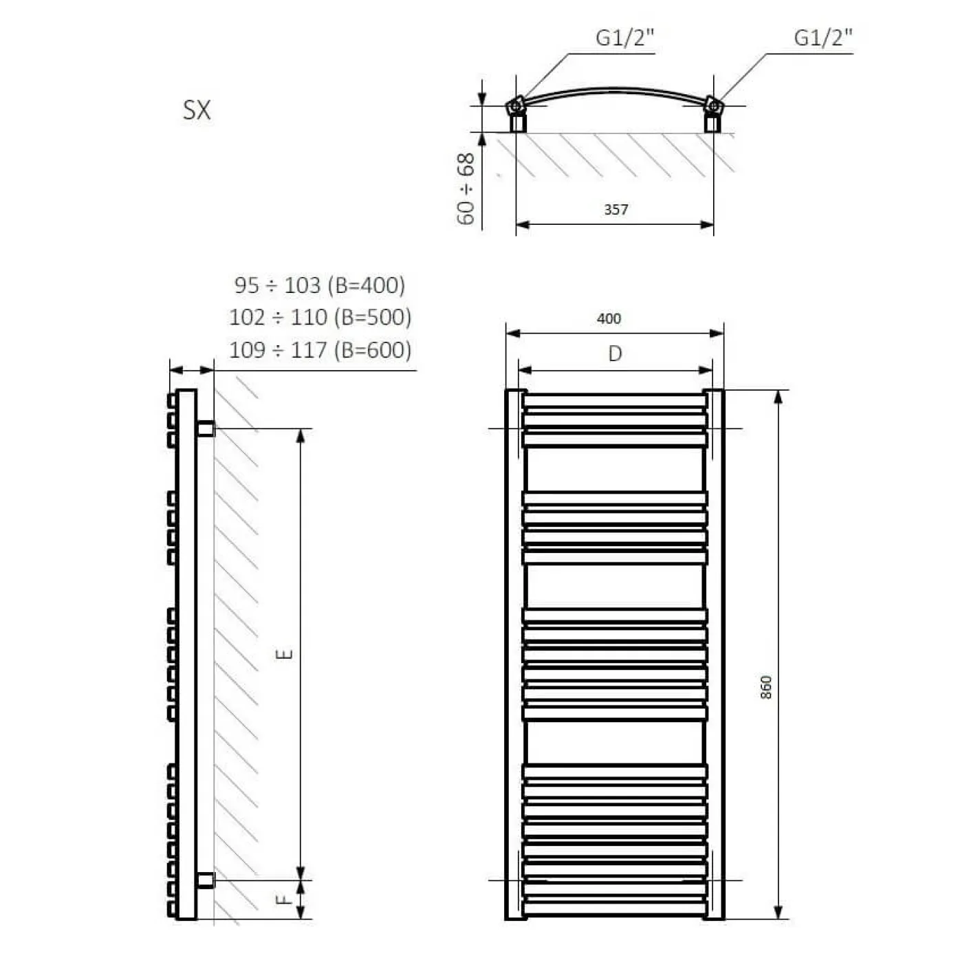 Електрична рушникосушка Terma Dexter One 860x400 права рожевий (WWDEN086040KBUHE8P) - Фото 2