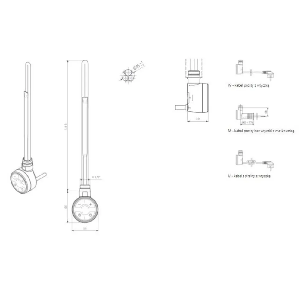 Тэн скрытого монтажа Terma MOA 400W хром- Фото 4