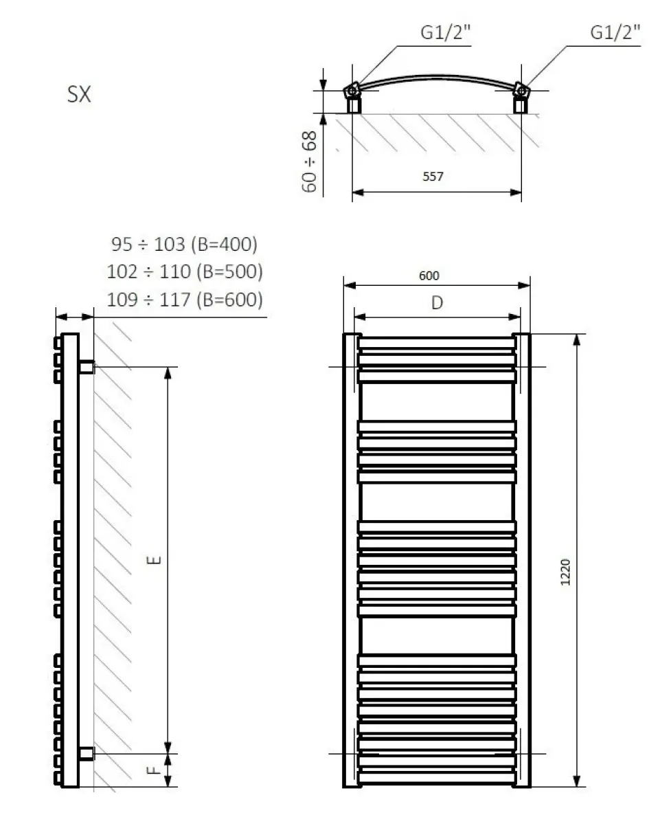 Водяна рушникосушка Terma Dexter 1220x600 хром (WGDEX122060KCROSX)- Фото 4