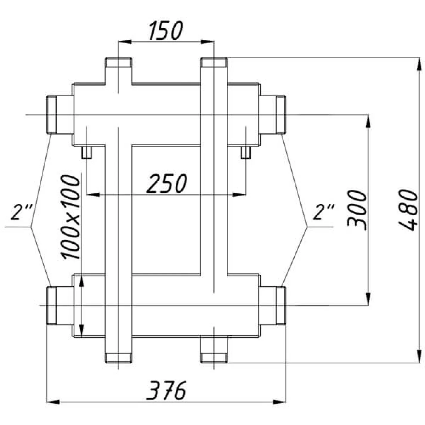 Колектор комбінований сталевий Termojet в кожусі з комплектом кріплень К22ВН.150 (300) виходи вгору та вниз - Фото 1