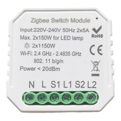 Умный выключатель Tervix Pro Line ZigBee Switch (2 клавиши) (433121)