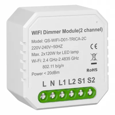 Умный выключатель – регулятор Tervix Pro Line WiFi Dimmer (2 клавиши) (436421)
