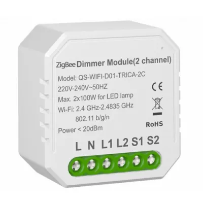Умный выключатель – регулятор Tervix Pro Line ZigBee Dimmer (2 клавиши) (436121)