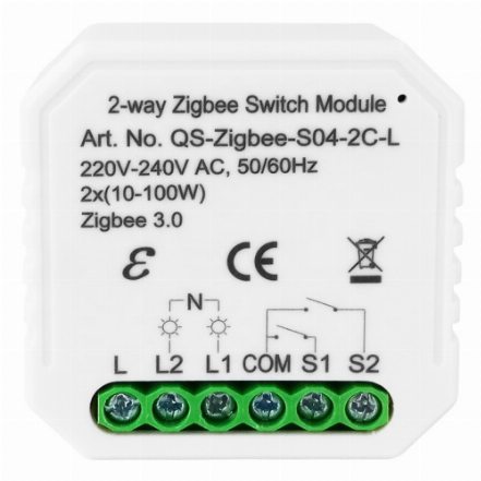 Розумний вимикач Tervix Pro Line ZigBee Switch (2 кнопки), без нуля (433141)