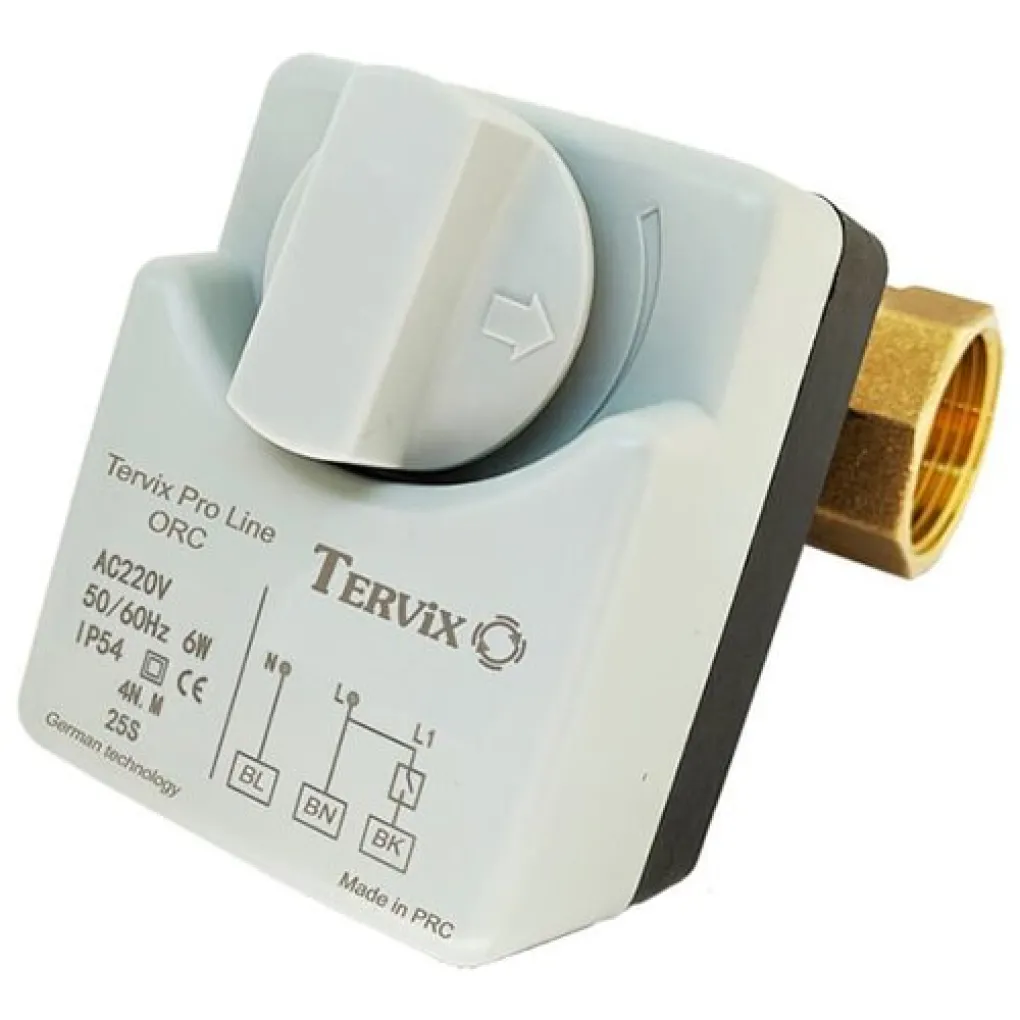 Двухходовой шаровой клапан с электроприводом Tervix Pro Line ORC НЗ 3/4 DN20 (201022)- Фото 1
