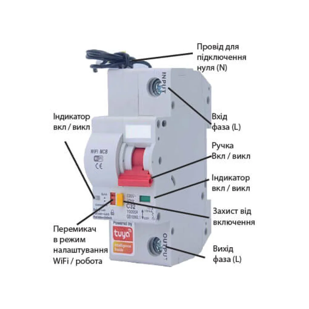 Розумний автоматичний вимикач Tervix Pro Line WiFi Circuit Breaker 10A (439450)- Фото 2