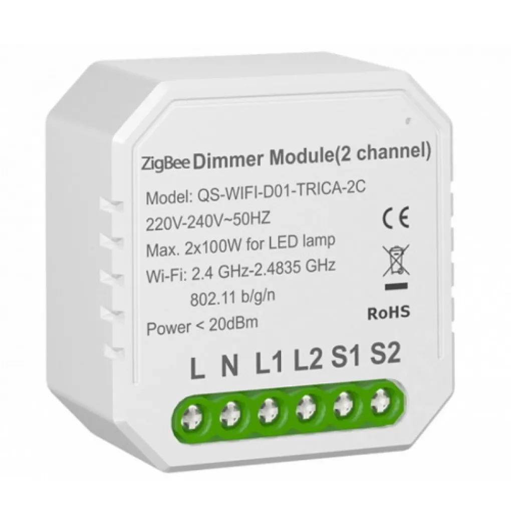 Умный выключатель – регулятор Tervix Pro Line ZigBee Dimmer (2 клавиши) (436121)