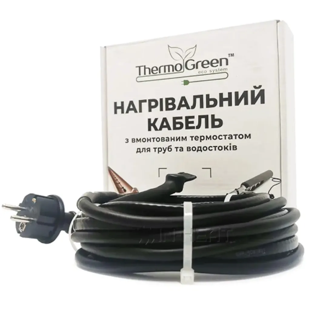 Двожильний кабель ThermoGreen TGRD-41 м 30 Вт з термостатом та вилкою для обігріву труб- Фото 1