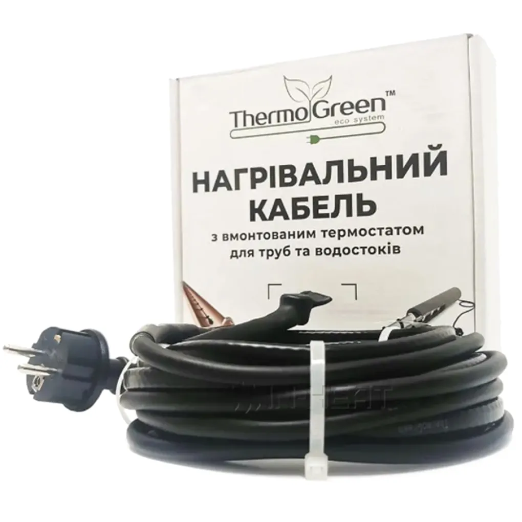 Двожильний кабель ThermoGreen TGRD-55 м 30 Вт з термостатом та вилкою для обігріву труб- Фото 1