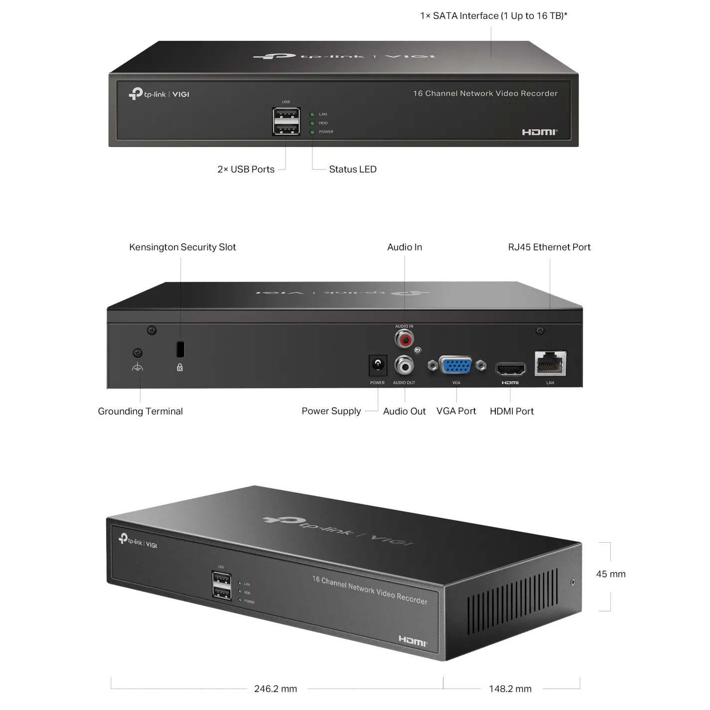 IP-видеорегистратор 16-канальный TP-Link VIGI-NVR1016H 8Mp - Фото 3