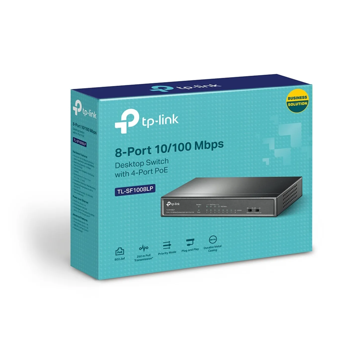 Комутатор TP-Link TL-SF1008LP, 8x1FE (4xPoE), 41Вт - Фото 3