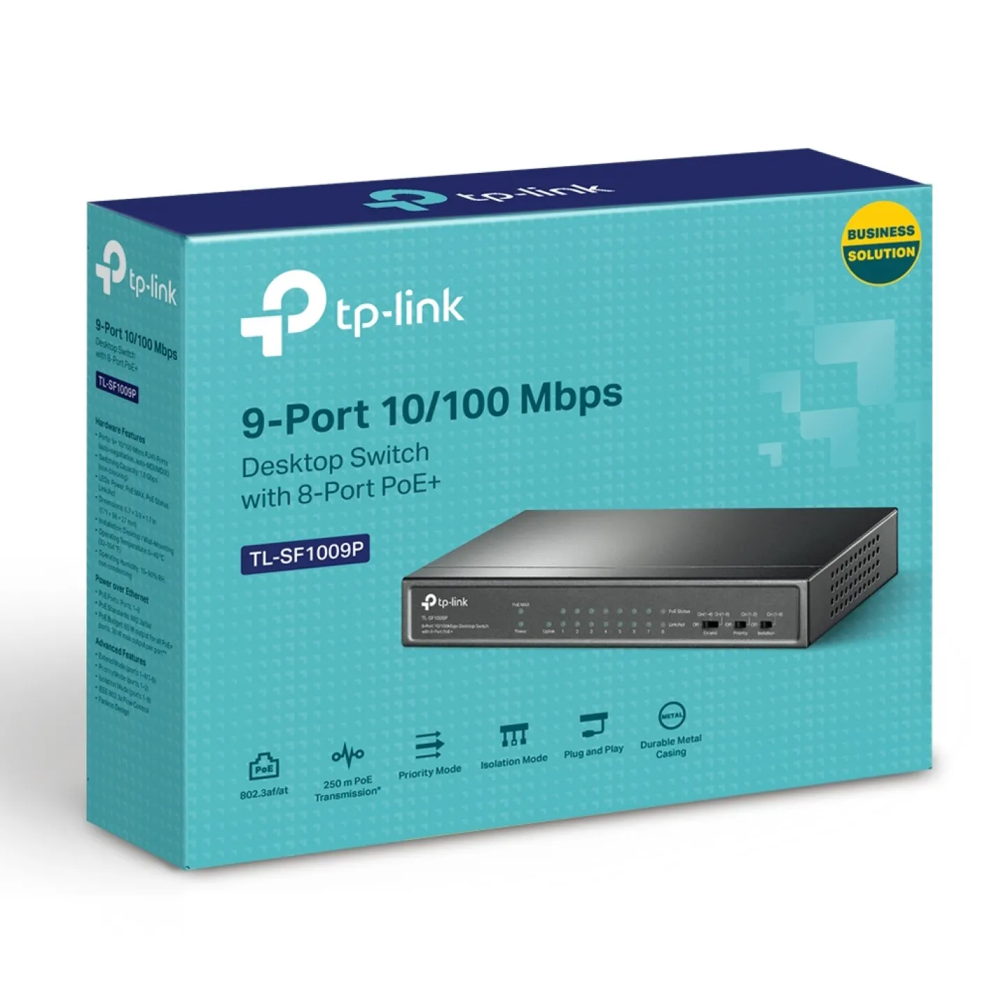 Комутатор TP-Link TL-SF1009P 9x1FE (8xPoE), 65Вт - Фото 3