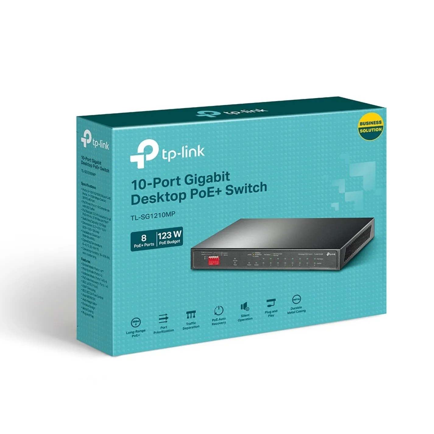 Комутатор TP-Link TL-SG1210MP 10xGE (8xPoE), 1xSFP, 123Вт, некерований - Фото 3
