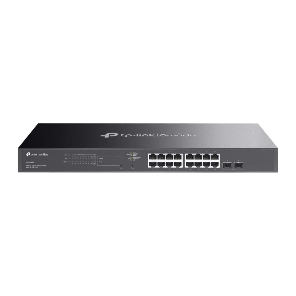 Комутатор TP-Link SG2218P 16x1GE (16xPoE), 2xSFP, 150W, WebSmart- Фото 1