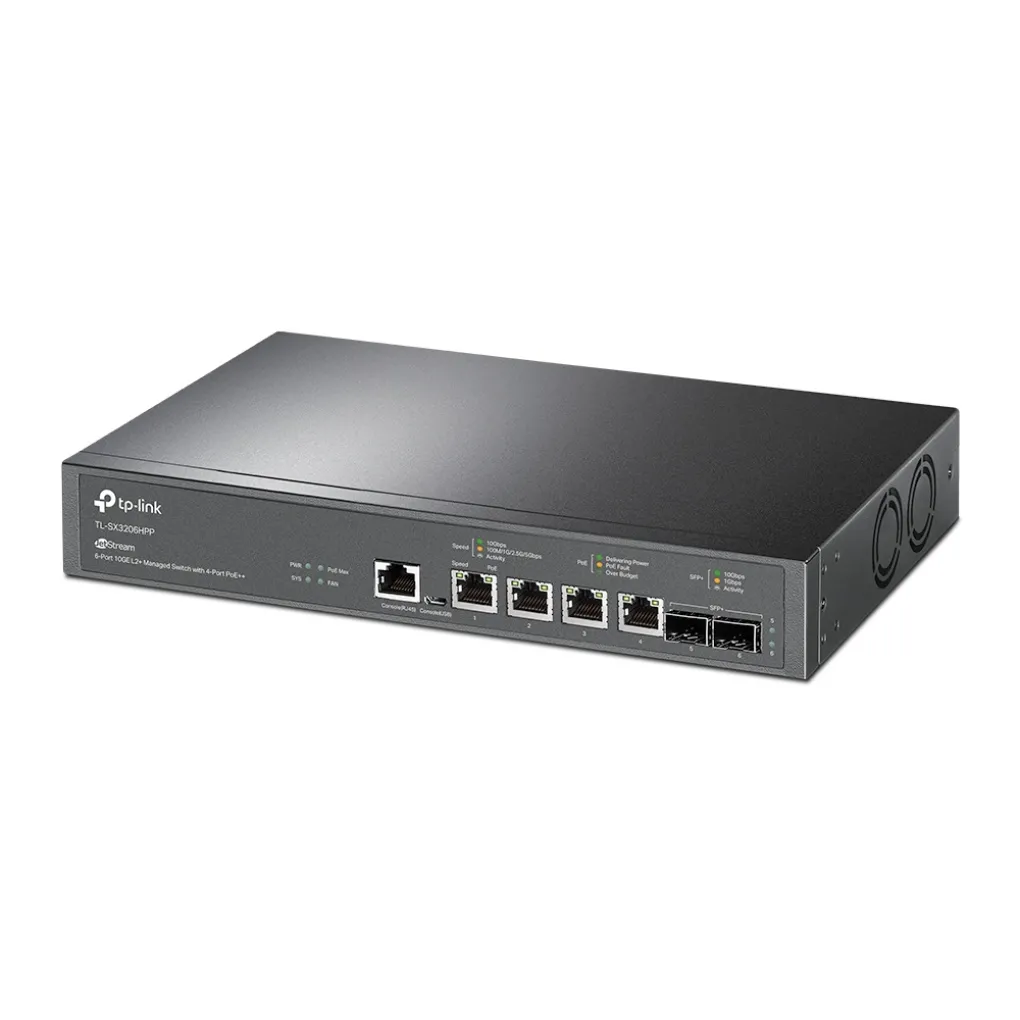 Коммутатор TP-Link TL-SX3206HPP 4x10GE(4xPoE+), 2xSFP+, 200Вт- Фото 3
