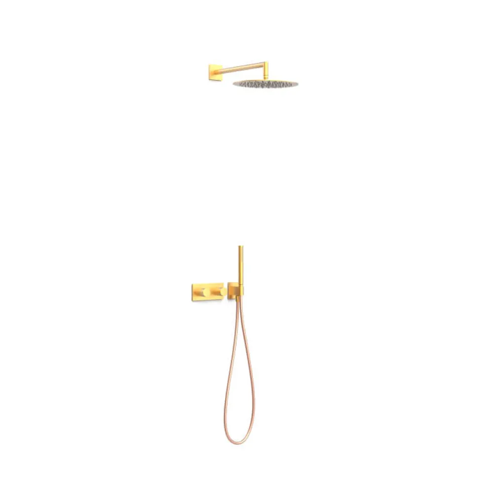 Душевой комплект на 2 потребителя с ручным душем и термостатом Tres B-System, золото матовое (30735- Фото 1